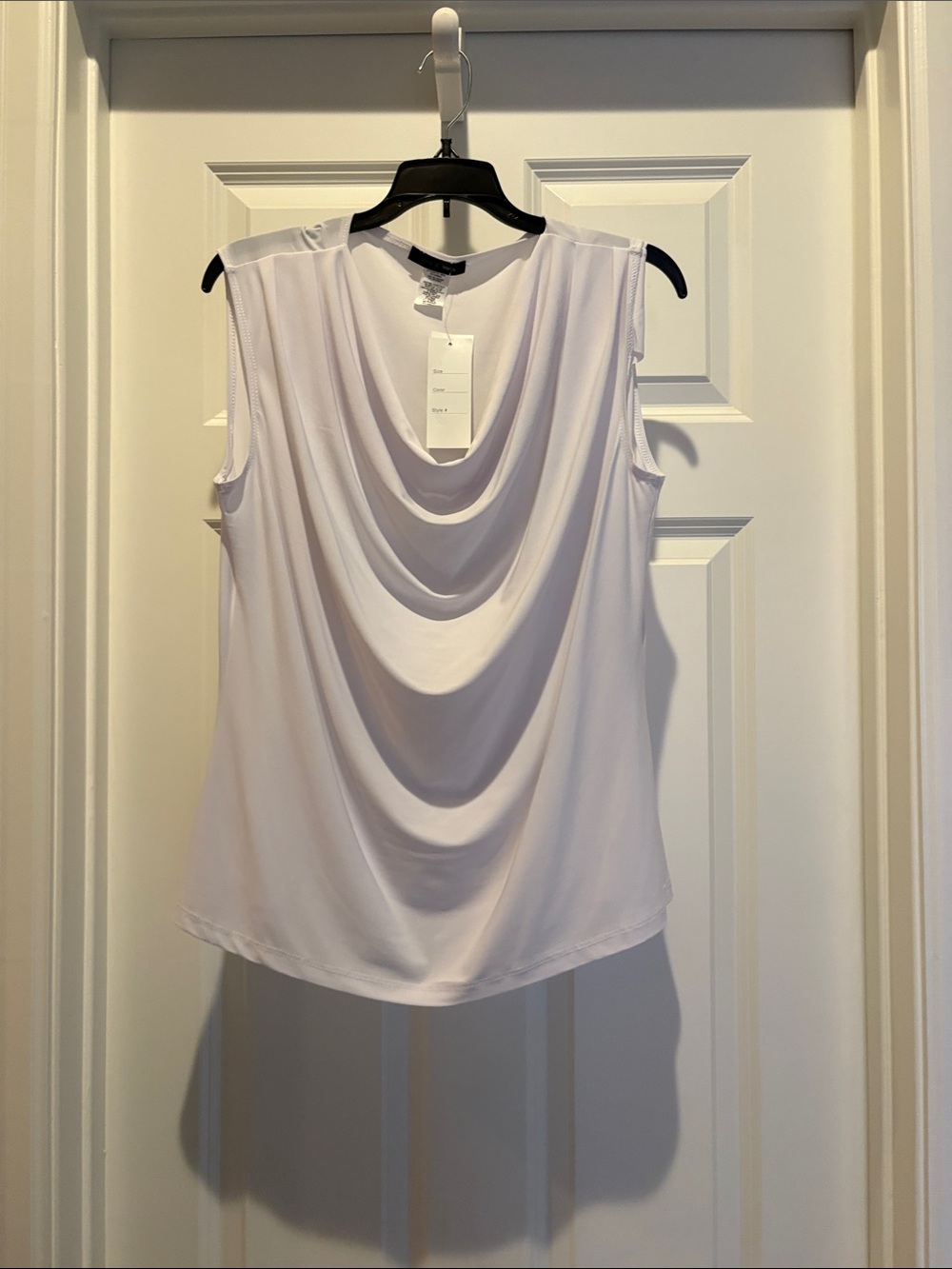 BRAND NEW Sleeveless Draped Cowl Neck Blouse- 95% polyester, 5% spandex